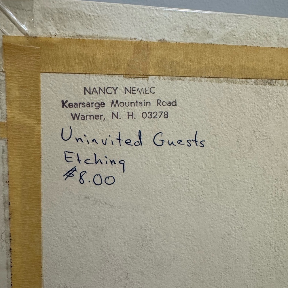 Uninvited guests Etching Print 134/350 Nancy Nemec - Picture 3 of 6